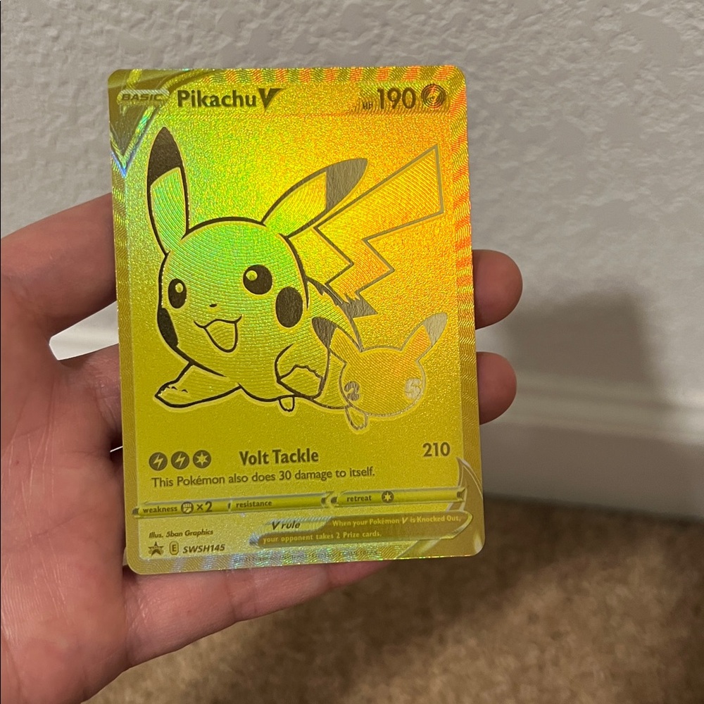 Pokemon Pikachu V Gold Holographic Trading Card